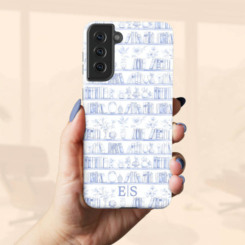 Custom Initials Toile Bookshelf Floral Galaxy Case